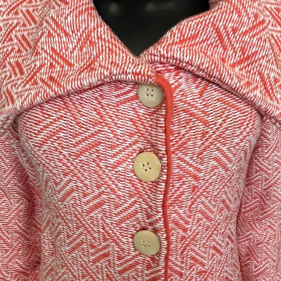 Sundance Knit Longline Sweater Coat Orange & Cream Button Front Collard Jacket M - Picture 5 of 13